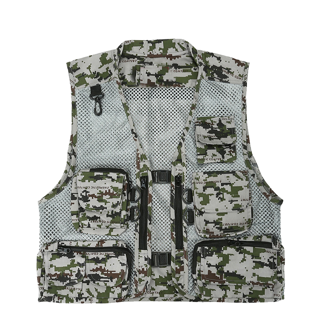 Men's Mesh Fishing Vest, Professional Fishing Waistcoat with Breathable Mesh and Multi Pocket for Men Outdoor Fishing
